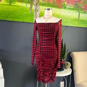 Bar lll Checkered Square Neck mini dress Size  XS